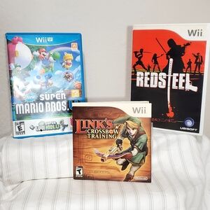 Wii Games: Links Crossbow Training. Redsteel. Super Mario Bros.U and Super Luigi